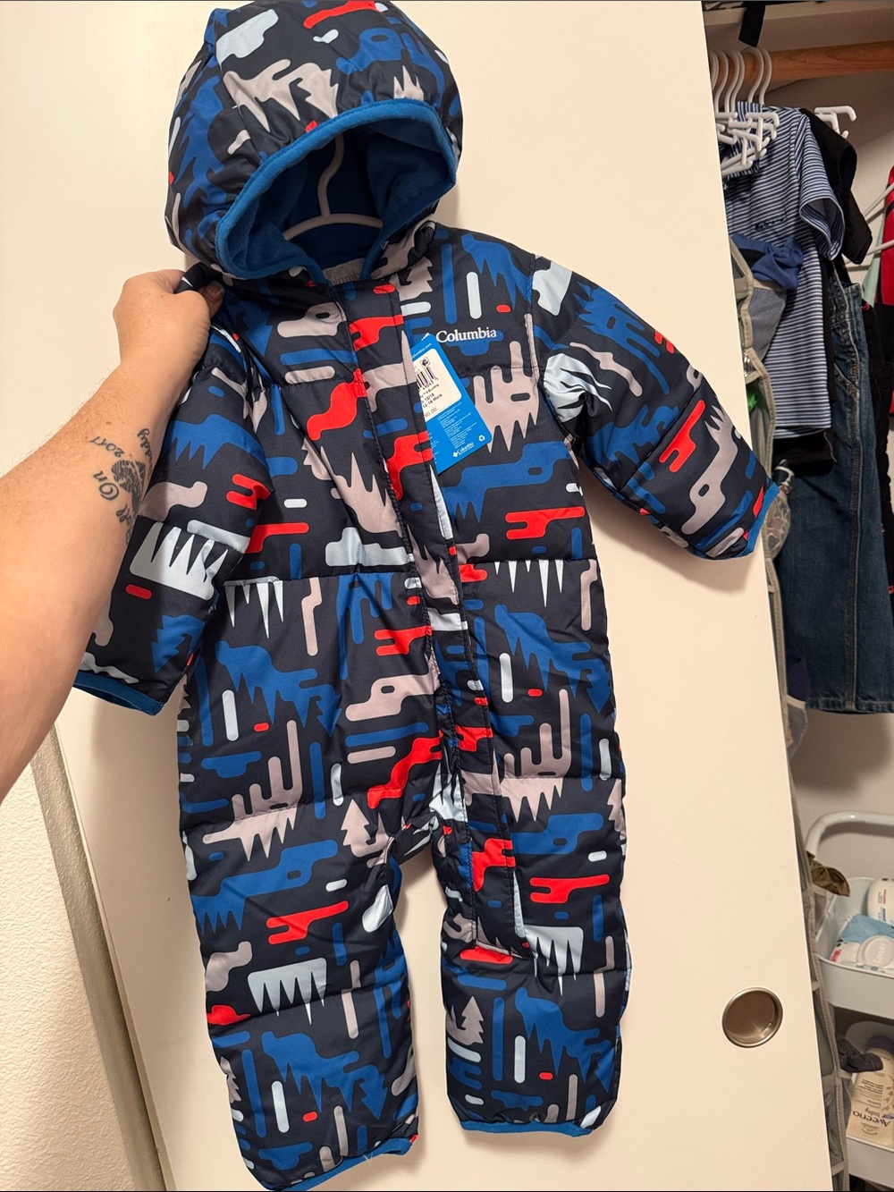 Columbia Toddler Colorblock Snowsuit - Navy, Blue & Red